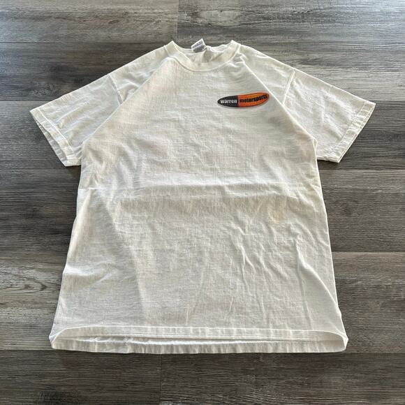 Vintage 1990s Warren Motorsports‎ Orange Blue Shockwave Muscle Car Hot Rod Shirt - Picture 2 of 8